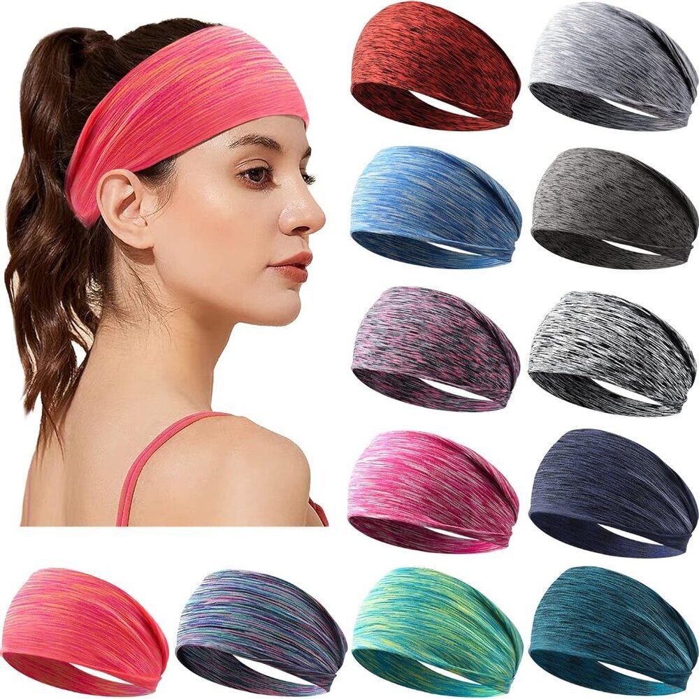 Women's Workout Headbands Non Slip Sport Sweatbands Yoga Hairbands for Travel Fi